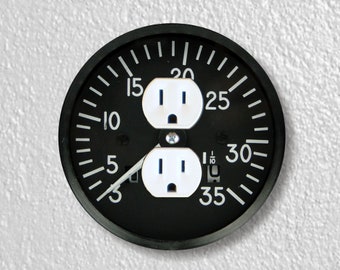 Tachometer Aviation Precision Laser Cut Duplex and Grounded Outlet Round Wall Plate Covers