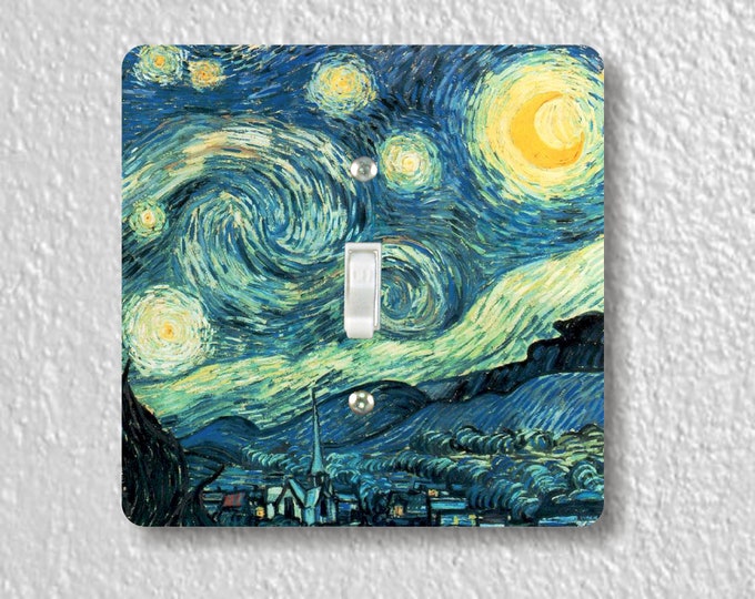 Vincent Van Gogh Starry Night Precision Laser Cut Toggle and Decora Rocker Square Light Switch Wall Plate Covers