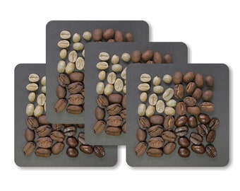 Coffee Beans Square Coasters - Set of 4