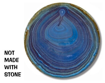 Blue Geode Stone Round Fabric Mousepad