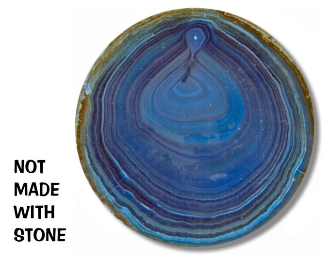 Blue Geode Stone Round Fabric Mousepad