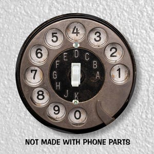 Vintage Retro Black Telephone Dial Precision Laser Cut Toggle and Decora Rocker Round Light Switch Wall Plate Covers