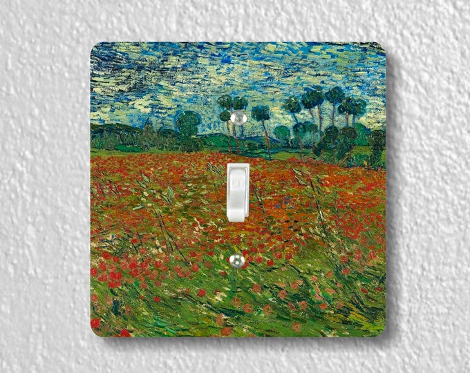 Vincent Van Gogh Poppy Field Precision Laser Cut Toggle and Decora Rocker Square Light Switch Wall Plate Covers