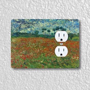 Poppy Field Van Gogh Painting Precision Laser Cut Duplex and Grounded Outlet Wall Plate Covers
