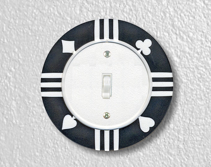 Black Poker Chip Precision Laser Cut Toggle and Decora Rocker Round Light Switch Wall Plate Covers