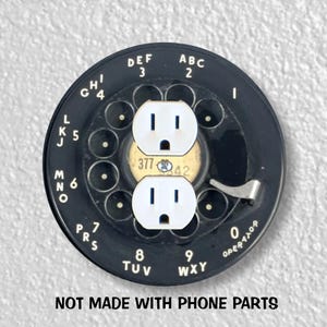 Vintage Retro Rotary Bell System Telephone Dial Precision Laser Cut Duplex and Grounded Outlet Round Wall Plate Covers