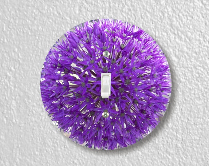 Purple Allium Flower Precision Laser Cut Toggle and Decora Rocker Round Light Switch Wall Plate Covers