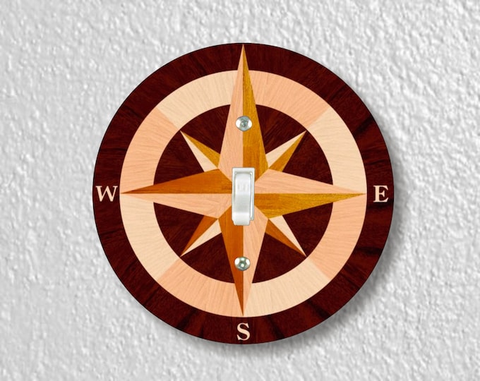 Nautical Compass Precision Laser Cut Toggle and Decora Rocker Round Light Switch Wall Plate Covers