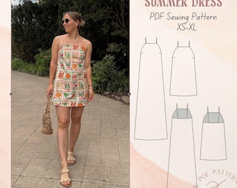 Summer Dress PDF Sewing Pattern XS-XL Beginner Friendly