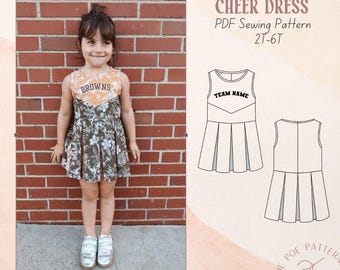 Cheerleading Dress PDF Sewing Pattern for Toddler Girls 2T-6T