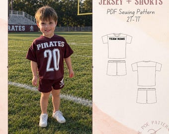 Toddler Football Jersey and Shorts PDF Sewing Pattern for 2T-7T