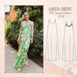 Amelia Chiffon Dress PDF Sewing Pattern XS-XL