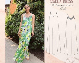 Amelia Chiffon Dress PDF Sewing Pattern XS-XL