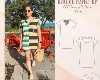 Hoodie Cover-Up PDF Sewing Pattern From Beach Towel Beginner Friendly