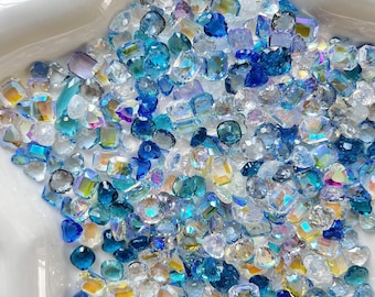 Blue Ocean Nail Rhinestones: Mixed Crystal 3D Nail Art Accents