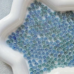 LIMITED EDITION - Shimmery Blue 3D Vibrant Flower Rose | 6mm Nail Art Charms | Acrylic Floral Nail Decorations for DIY & Professional Nails