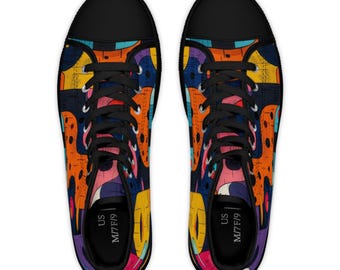 Artistic Women Youth High Top Sneakers | Colorful Graphic Shoes for Summer Vibes, Unique Gift for Her, Casual Footwear, Trendy Sneakers.