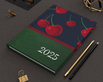 Personalized Cherry Blossom Hardcover Journal Cute Planner, Gift for Students, Daily Journal, Notebook for Writing, Cherry Lover's Diary