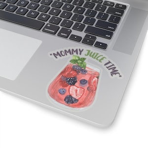 Stickers Mommy Juice Time - leuke speelse vinylstickers voor ouders, feestdecoratie, geschenken, laptop en waterflesdecor Sticker Wine Kiss Cut