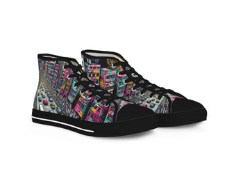 Urban Sneakers, Men's Youth Graffiti Sneaker Pink Black City Streets Great Gift for anyone who loves Art and Style Men's Sizing