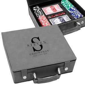 Personalized Poker Set Gift, 100 Poker Chips with Case, Custom Poker Chip Case with Cards and Dice, Poker Player Gifts for Father's Day