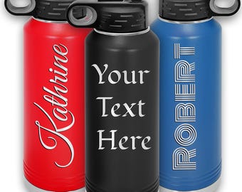 Personalized Insulated Stainless Steel Water Bottles 20oz, 32oz, 40oz - Custom with Text 75 Designs, Your Logo