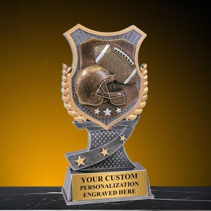 Custom Engraved Shield Football Trophy – Sports Team Award, Coach Recognition, Championship Recognition