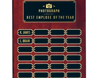 Rosewood Piano Finish Completed Perpetual Plaque-12 Name Plates, 18 Name Plates, 24 Name Plates, Winner Award Plaque Custom Engraved Plates