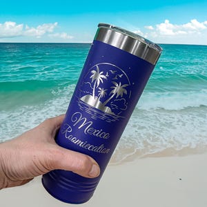 Vaso personalizado grabado, botella de agua de acero inoxidable con aislamiento térmico, vasos con logotipo personalizado. imagen 2