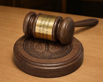 Personalized Walnut Gavel and Sound Block Set – Custom Engraved Judge Gift