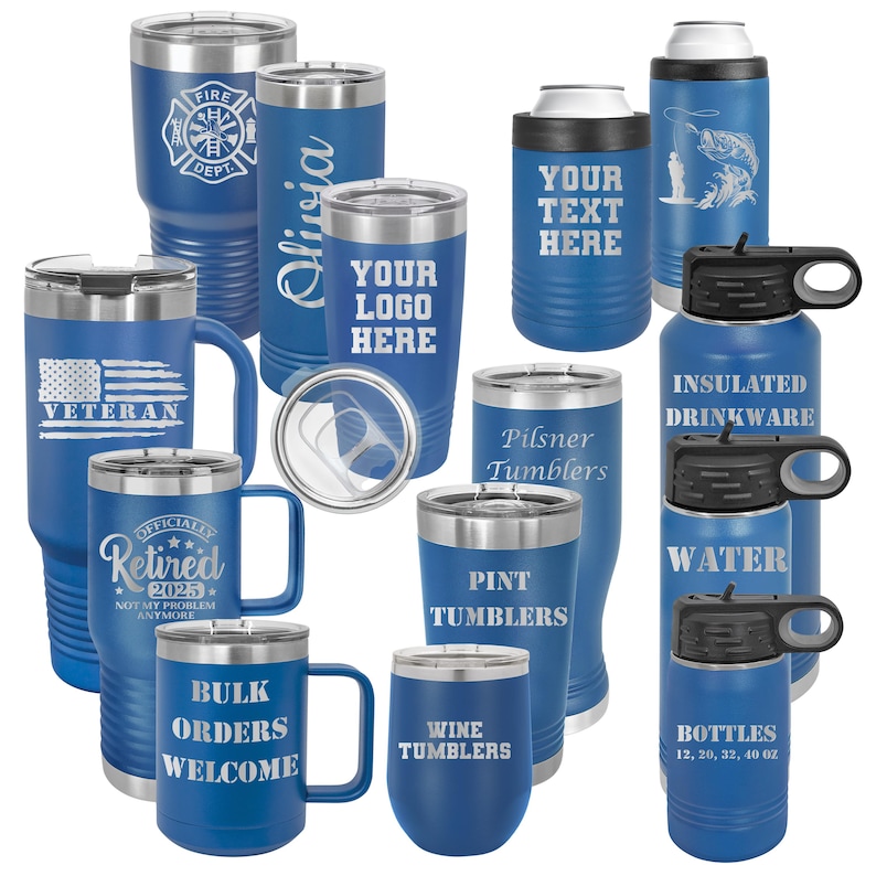 Vaso personalizado grabado, botella de agua de acero inoxidable con aislamiento térmico, vasos con logotipo personalizado. imagen 1