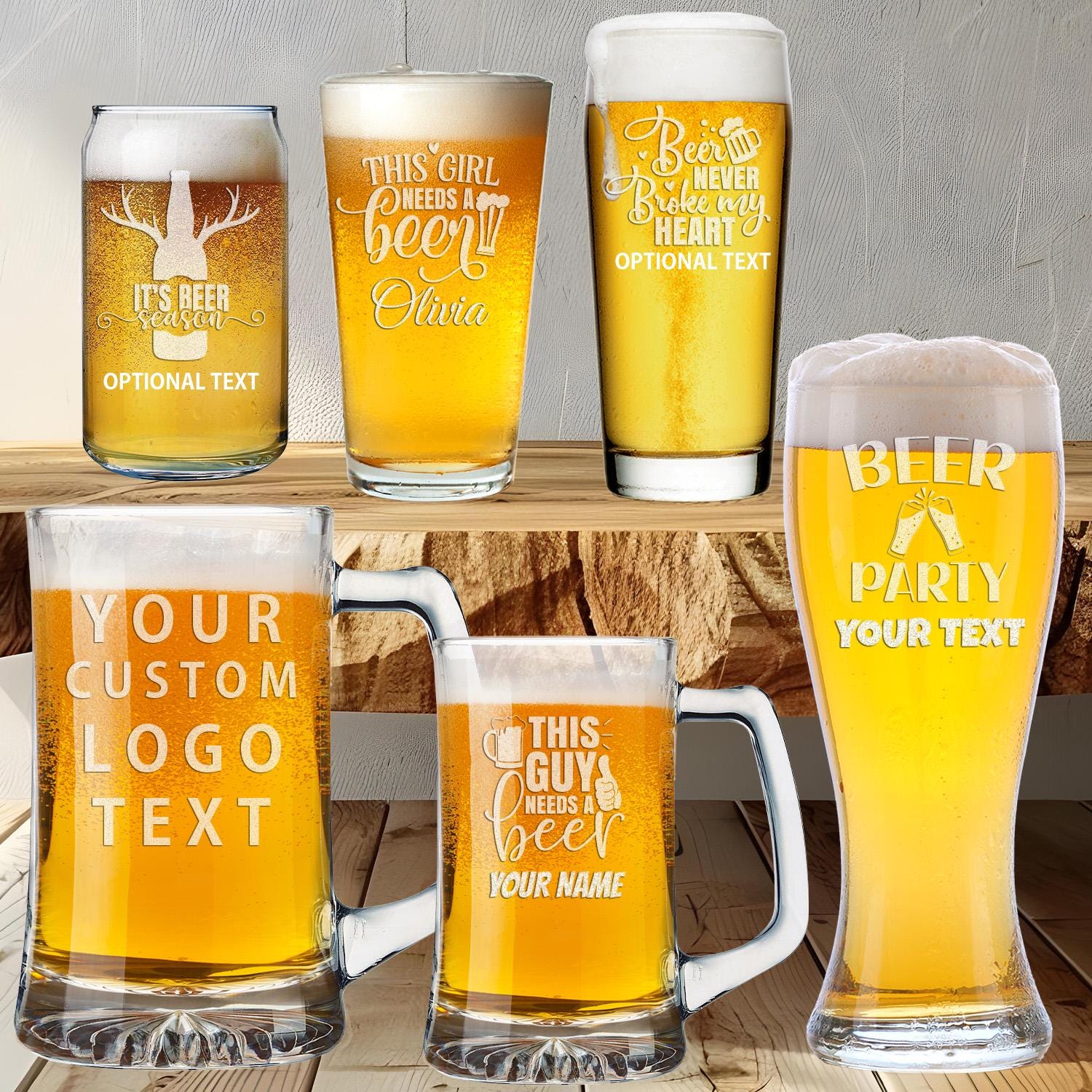 Custom Beer Glass Mug with Handle, Personalized Pilsner Beer Glass, Pint Beer Glasses, Beer Mug 25oz, Beer Gift for Father's Day