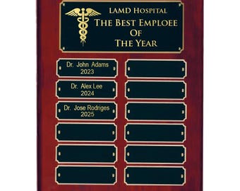 Custom Rosewood Piano Finish Completed Perpetual Plaque-12 Name Plates, 18 Name Plates, 24 Name Plates, Winner Award Plaque Engraved Plates