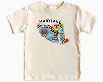 Maryland State T-Shirt for kids - Toddler Sweatshirt: Family Matching Shirts, usa states gifts, Traveler Kids - Newborn to 5-6 Years