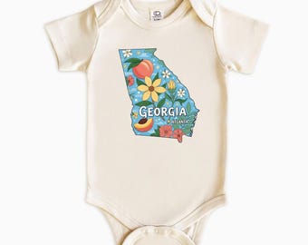 Georgia State Baby bodysuit for new mom dads - usa states gifts, Traveler Kids - Newborn to 5-6 Years