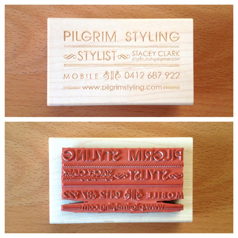 Invitations For Logo Party Business Card Packaging Branding 3.5 x 2 in Art Wood Mounted Rubber Stamp Favors YOUR CUSTOM DESIGN