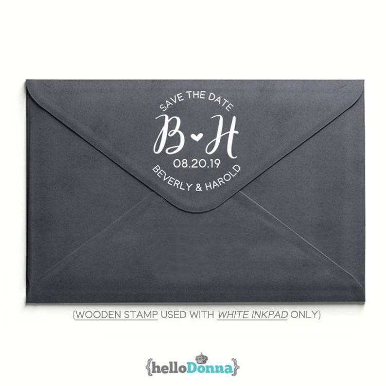 Party Packaging Invitations Wedding Favors Save the date Monogram W008 Custom Wedding Pre-Designed Rubber Stamp Branding Tags