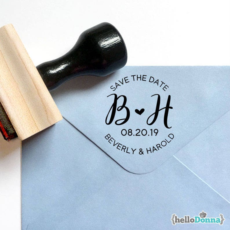 Party Packaging Invitations Wedding Favors Save the date Monogram W008 Custom Wedding Pre-Designed Rubber Stamp Branding Tags