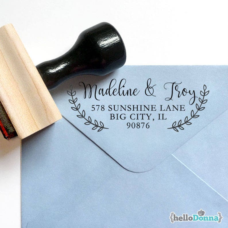 Invitations Branding Packaging Party A002 Custom Personalized Return Address Pre-Designed Rubber Stamp Wedding Favors