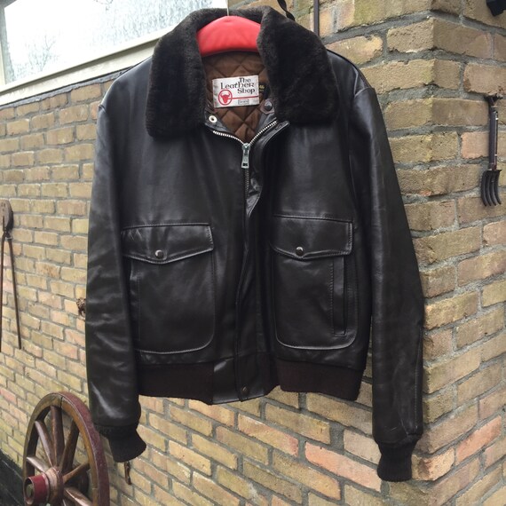Vintage brown leather bomber flight pilots Jacket