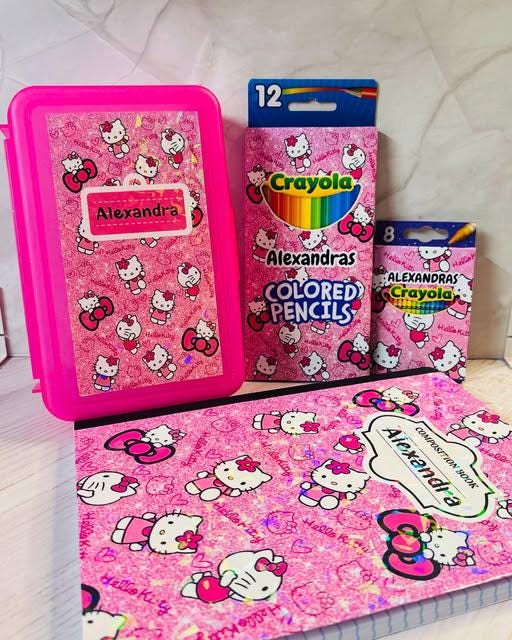 Custom composition notebook back to school set, back to school personalized set, back to school supply kit. (5 pcs set)