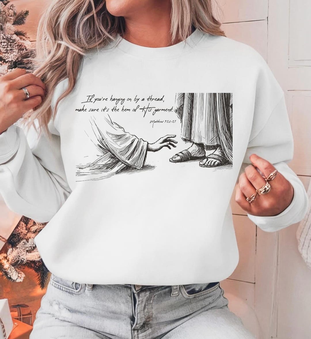Threads For Jesus Hanging on by a Thread Jesus Biblical T Shirt or Sweater - Etsy