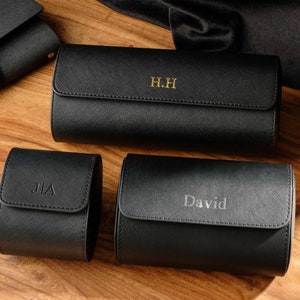 Gepersonaliseerde leren horlogedoos, cadeau voor mannen, cadeau voor echtgenoot, reishorlogedoos, kerstcadeau, leren horlogekast