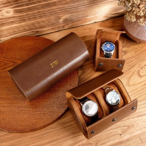 Boite montre homme personnalisable, Pochette cuir montre,Cadeau pour mari,Boîte à montres de voyage,Boîte montre papa,Étui à montres en cuir