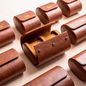 Boîte à montres en cuir personnalisée, cadeau pour homme, cadeau pour mari, boîte à montres de voyage, Cadeau de Noël,Étui à montres en cuir