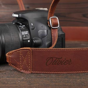 Sangle d'appareil photo en cuir personnalisée, sangle d'appareil photo en cuir, cadeau pour photographe, Cuir Digital SLR Camera Strap