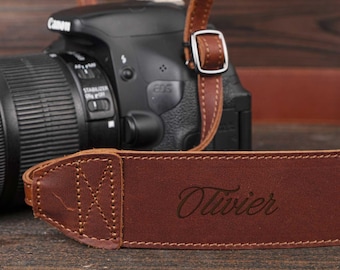 Personalized Leather Camera Strap, Leather Camera Strap, Gift for Photographer, Leather Digital SLR Camera Strap