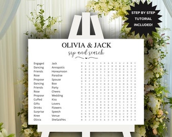 Modèle personnalisé de recherche de mots pour mariage : jeu sirotez et résolvez (PDF)