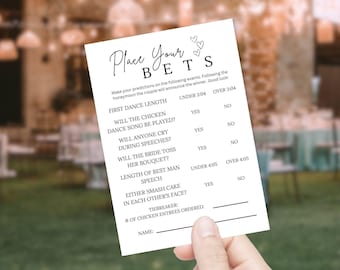 Modèle de paris sportifs pour mariage, paris sur le mariage, jeux de table pour mariage, jeux de table pour mariage, jeux de douche nuptiale