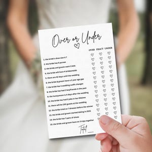 Modèle de jeu de douche nuptiale au-dessus ou en dessous, jeux de douche nuptiale, jeux de douche nuptiale, jeux de douche de jeune fille, faites votre carte